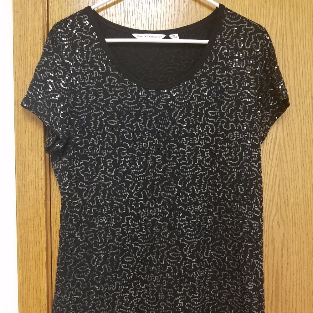 Isaac mizrahi live black sequined tshirt
